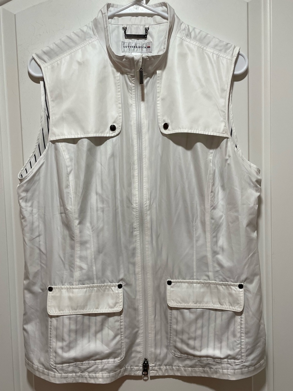 Cutter & Buck Ladies Golf White Semi-Sheer Sleeveless Zip-Front Vented Vest Sz M